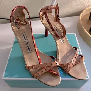 Manolo Blahnik tan/red sandal - Size 37
